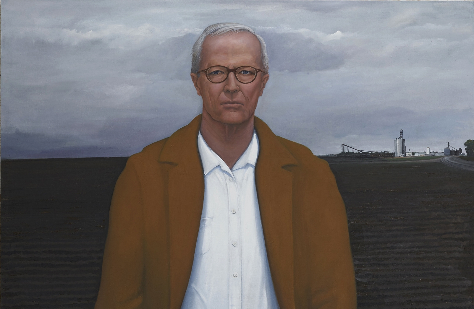 ​William Beckman,&nbsp;Overcoat with Plowed Field [detail], 2018-2019, oil on canvas, 100 x 73 inches
