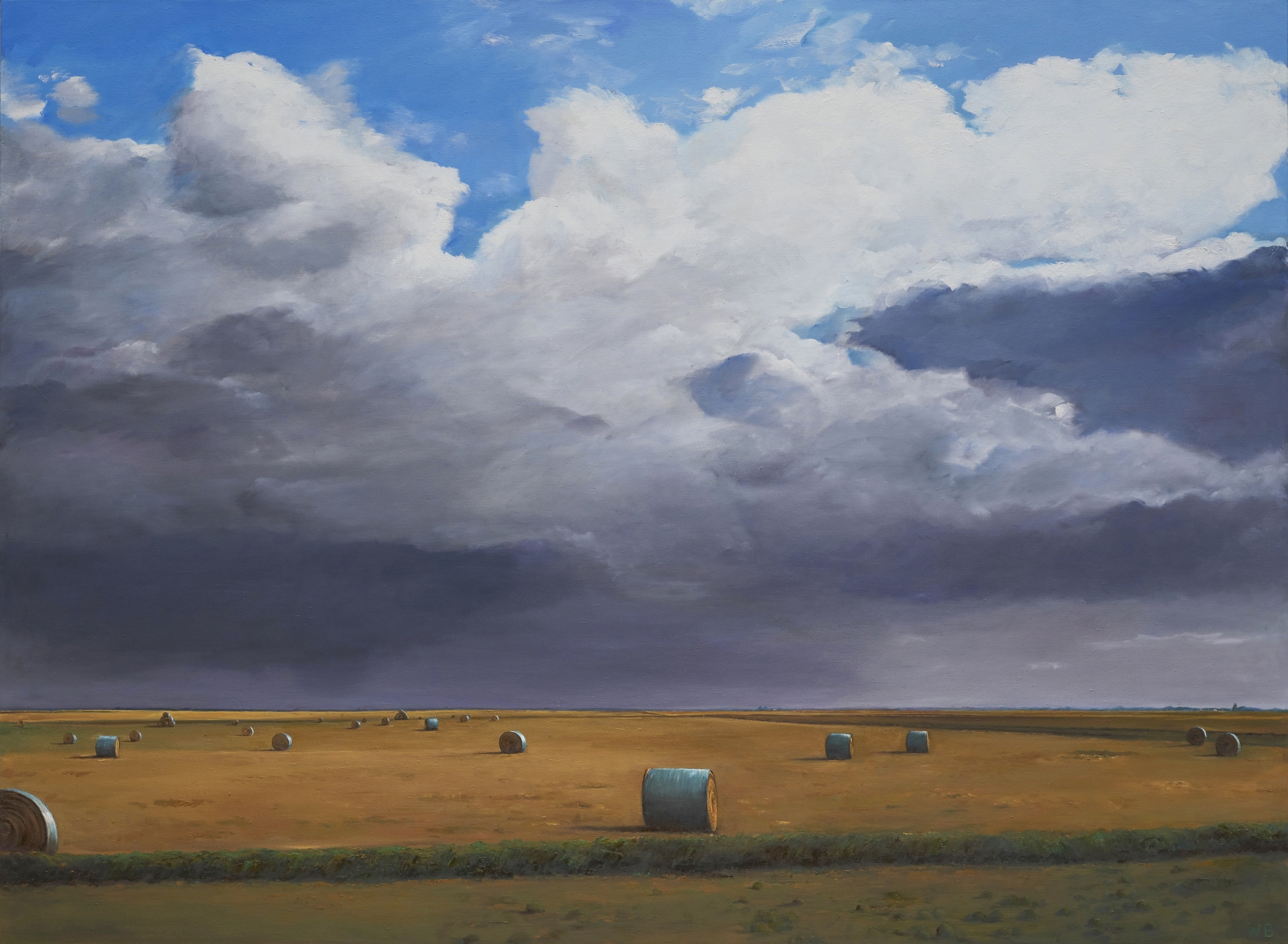 ​William Beckman,&nbsp;Bales #4, 2018, oil on panel, 73 x 99 1/2 inches